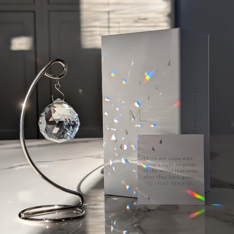 Memorialight Tabletop Sympathy Gift with Stand  Crystal Ornament Rainbow Maker  Unique Memorial Gift  Loss of Family & Loved Ones  Miscarriage or Grief Gift  Best for Bereavement & Daily Remembrance - Image 1